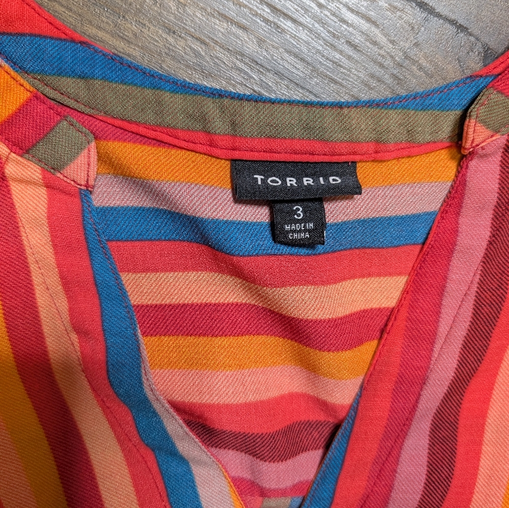 Torrid Vibrant Striped Harper Tunic Sleeveless Blouse Size 3 - Picture 4 of 8